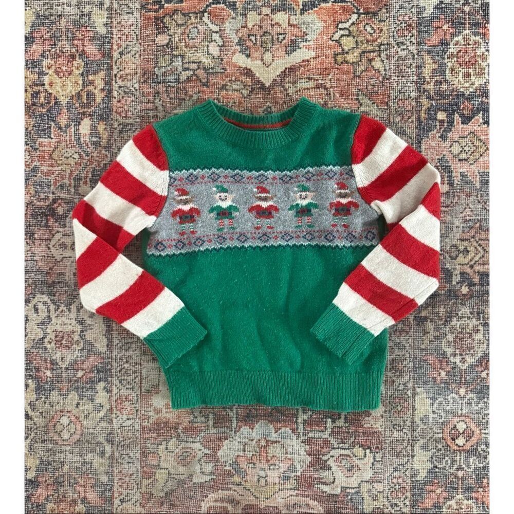 Mini Boden 4-5 Year Old Boys Christmas Elf Fair isle Sweater
